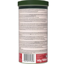 Zadní strana obalu Tetra Pond Koi Sticks se složením, pokyny ke krmení, čárovým kódem, symbolem recyklace a Tetra Logo.