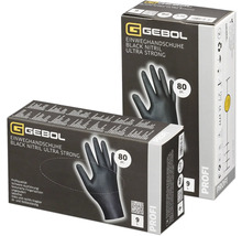Dvě balení jednorázových rukavic Gebol Black Nitrile Ultra Strong, velikost L, obsah 80 kusů