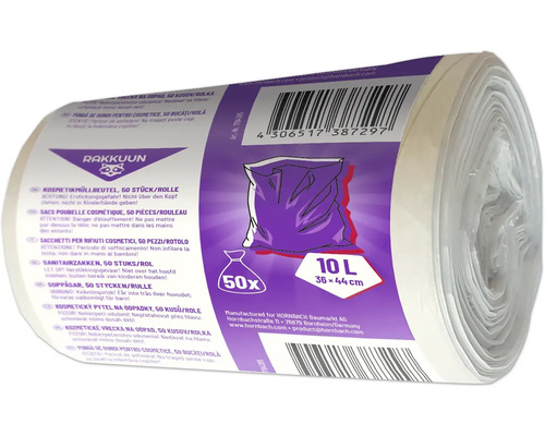 Role kosmetických sáčků na odpadky, 50 kusů, 10 litrů, rozměr 36 x 44 cm