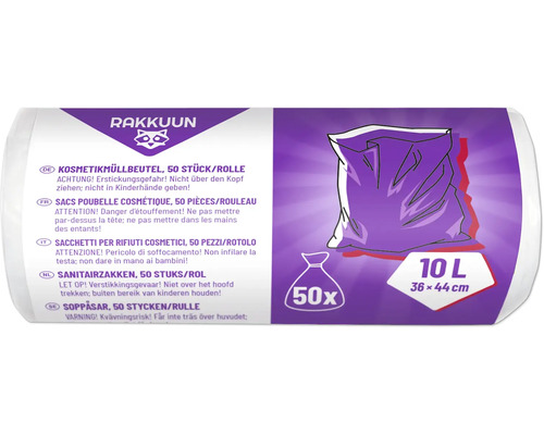 Kosmetické odpadkové sáčky, 50 kusů v roli, objem 10 litrů
