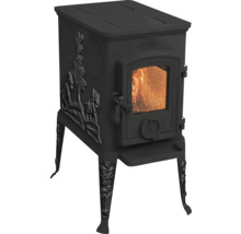 Krbová kamna z litiny se skleněnými dvířky a ozdobami