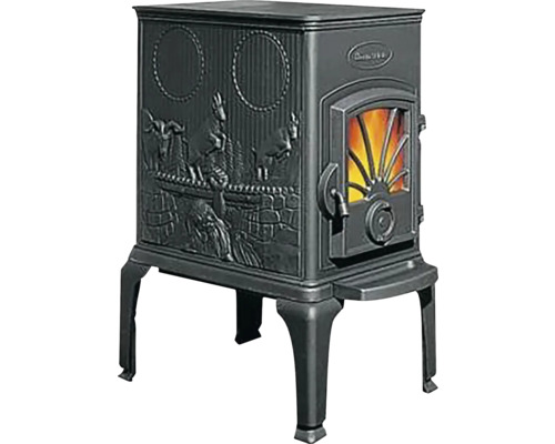 Krbová kamna z litiny s dvířky a ozdobami