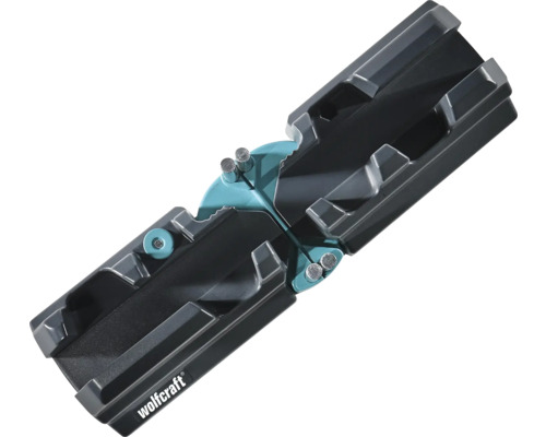 Nastavitelná pokosnice a úhlová měrka Wolfcraft z plastu pro přesné řezání podlahových lišt.