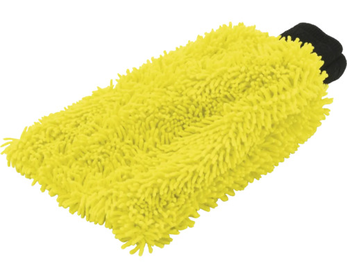 Žlutá mycí rukavice z mikrovlákna pro péči o auto