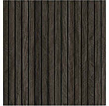 Nástěnný panel v tmavém dekoru dřeva se svislými lamelami.