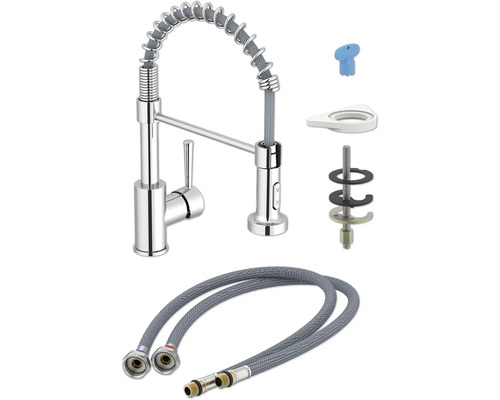 Kuchyňská baterie se sprchovou hadicí a montážním příslušenstvím