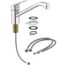 Kuchyňská baterie s montážním příslušenstvím a flexibilními připojovacími hadicemi