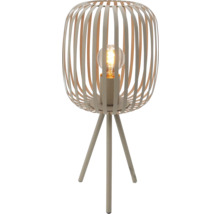 Stolní lampa s kovovým lamelovým stínidlem a stativovou základnou