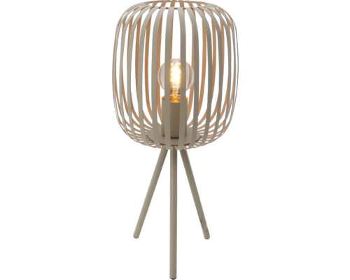 Stolní lampa s kovovým lamelovým stínidlem a stativovou základnou