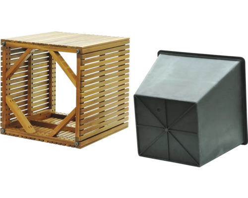 Dřevěná stolička na květiny s plastovou vložkou