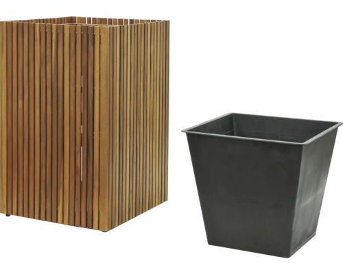 Dřevěný květináč s plastovou vložkou