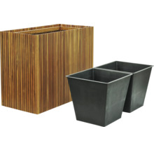 Dřevěný truhlík se dvěma vložkami pro rostliny