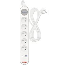 Prodlužovací kabel se šesti zásuvkami a USB porty
