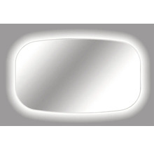 Obdélníkové zrcadlo se zaoblenými rohy a LED osvětlením