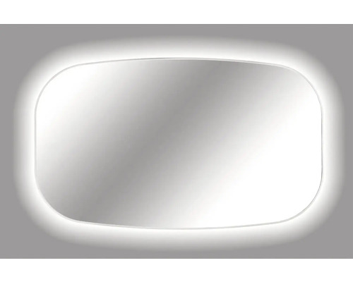 Obdélníkové zrcadlo se zaoblenými rohy a LED osvětlením