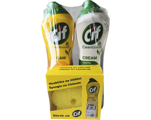 Cif Cream čisticí prostředek Dvojité balení s čisticí houbou