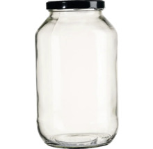 Prázdná zavařovací sklenice s černým víčkem