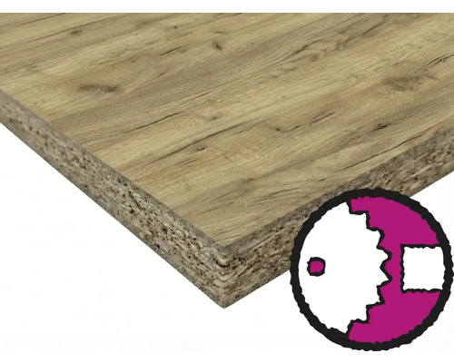 Dřevotřísková deska s dřevěným dekorem a symbolem služby řezání