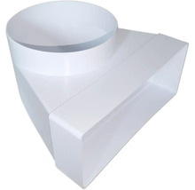 Bílý přechodový kus z obdélníkového na kulatý pro ventilační trubky
