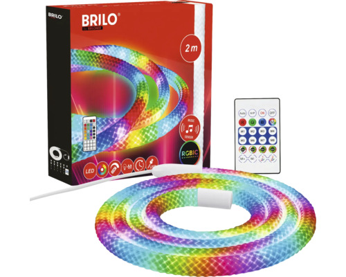 BRILO LED pásek RGBIC, délka 2 metry, včetně dálkového ovládání a hudebního senzoru, USB připojení, vícebarevné osvětlení.