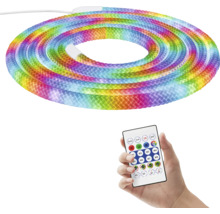 Flexibilní LED světelný had v duhových barvách s dálkovým ovládáním pro nastavení barev a světelných efektů.