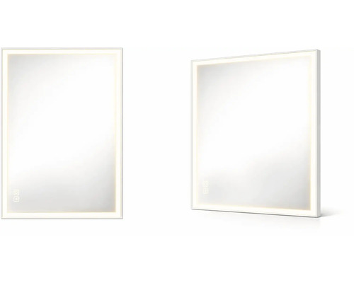 Obdélníkové zrcadlo do koupelny s LED osvětlením po obvodu