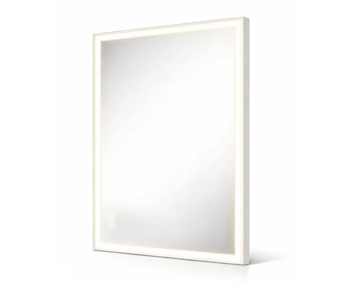 Obdélníkové zrcadlo s rámem a osvětlením
