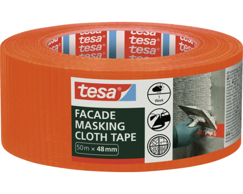 tesa Fasádní maskovací textilní páska, oranžová, 50 metrů krát 48 milimetrů