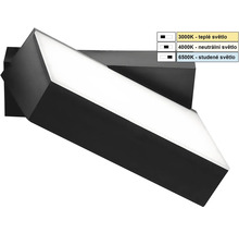 Černé LED nástěnné svítidlo s regulací teploty barev od 3000 Kelvinů do 6500 Kelvinů.