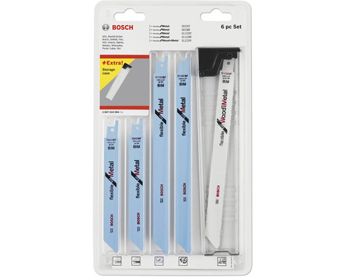 Sada pilových plátků Bosch 6 ks Sada pilových listů do šavlové pily Bosch, šest dílů, na kov a dřevo, s úložným pouzdrem