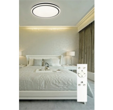 Ložnice s kulatým LED stropním svítidlem a dálkovým ovládáním