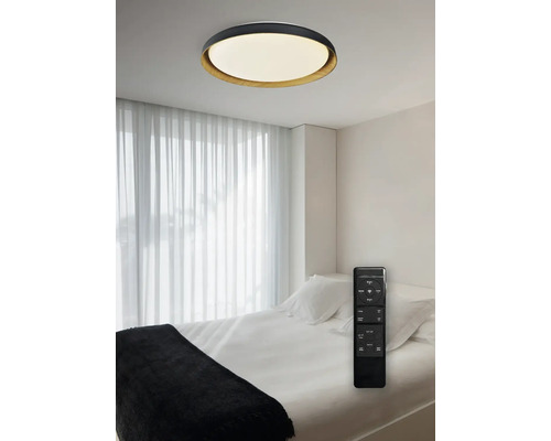 Stropní svítidlo s dálkovým ovládáním v světlé ložnici