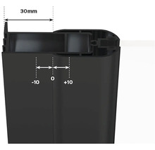 Detailní pohled na černý profil s rozměry