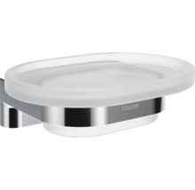 Skleněná a kovová miska na mýdlo k montáži na stěnu