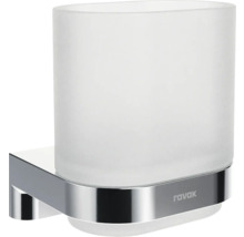 Nástěnná skleněná nádobka na zubní kartáčky s držákem