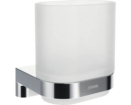 Nástěnná skleněná nádobka na zubní kartáčky s držákem