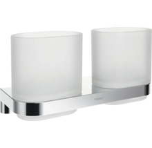 Dvojitý držák na kelímky na zubní kartáčky Ravak ze skla a kovu