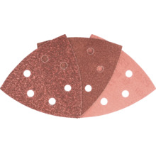 Několik trojúhelníkových brusných papírů s otvory