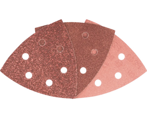 Několik trojúhelníkových brusných papírů s otvory