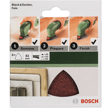 Sada brusných papírů Bosch pro multifunkční brusku Black and Decker, jemná zrnitost, 6 kusů