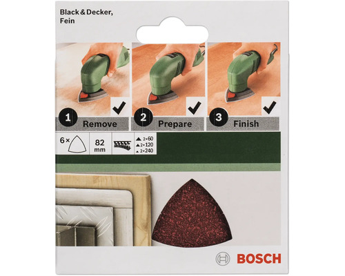 Sada brusných papírů Bosch pro multifunkční brusku Black and Decker, jemná zrnitost, 6 kusů