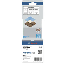 Sada brusných pásů Bosch PRO X440, zrnitost P60, P80 a P120, rozměr 75 x 457 milimetrů