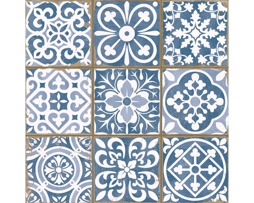 Vzor devíti dlaždic s květinovými a geometrickými vzory