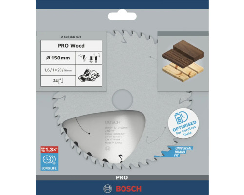 Pilový kotouč na dřevo Bosch Pro o průměru 150 milimetrů