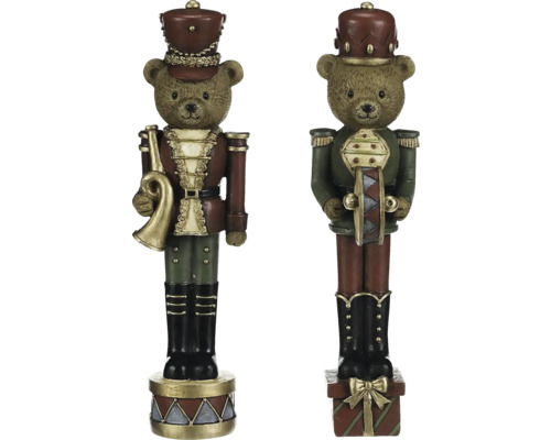 Dvě figurky medvědů jako louskáčky v uniformě vojáka