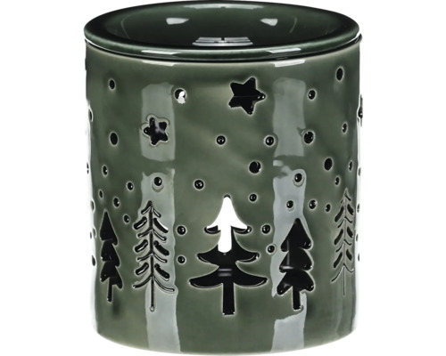Aroma lampa z keramiky s výřezy ve tvaru hvězd a vánočních stromků
