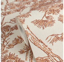 Vliesová tapeta se strukturovaným vzorem borovicových větví