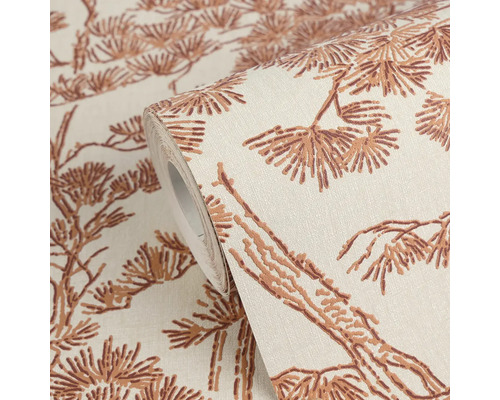 Vliesová tapeta se strukturovaným vzorem borovicových větví