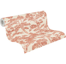 Tapeta s motivem asijských stromů v lososové barvě