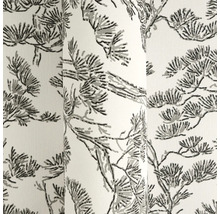 Vliesová tapeta se vzorem borovicových větví v šedé a bílé barvě